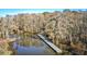 Long wooden dock extending into calm water at 15 Melbourne Ct., Murrells Inlet, SC 29576