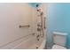 Bathroom with shower/tub combo and grab bars at 5907 South Kings Hwy. # 308, Myrtle Beach, SC 29575