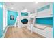 bedroom with built in bunks and light blue walls at 8702 N Ocean Blvd., Myrtle Beach, SC 29572