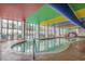 Indoor pool with large windows, showcasing a vibrant atmosphere at 6804 N Ocean Blvd. # 1147, Myrtle Beach, SC 29572