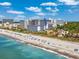 Aerial view of the property and the surrounding beach at 201 77Th Ave. N # 923, Myrtle Beach, SC 29572