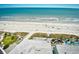 Aerial view of beach, pool, and building at 2301 S Ocean Blvd. # Ph22, Myrtle Beach, SC 29577