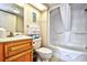 Clean bathroom with shower/tub combo and wood vanity at 2301 S Ocean Blvd. # Ph22, Myrtle Beach, SC 29577