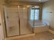 Bathroom features a large shower and soaking tub at 249 Venice Way # 3105, Myrtle Beach, SC 29577