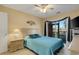 Comfortable bedroom with water views and a ceiling fan at 4633 Lightkeepers Way # 5-C, Little River, SC 29566
