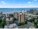 Aerial view showing condo location near beach and other buildings at 7500 Ocean Blvd. N # 6010, Myrtle Beach, SC 29572