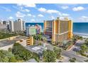 Aerial view of oceanfront property, with hotel and beach at 6900 N Ocean Blvd. # 1437, Myrtle Beach, SC 29572