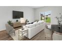 Living room with sofa, chairs, and access to backyard at 782 Cypress Preserve Circle, Longs, SC 29568
