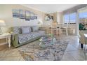 Living room with sofa, coffee table, and ocean-themed art at 2001 S Ocean Blvd. # 421, Myrtle Beach, SC 29577