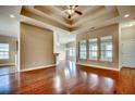 Spacious living room with hardwood floors and a coffered ceiling at 629 Swinford Dr., Myrtle Beach, SC 29588