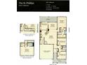 First floor plan of The St. Phillips home, showing 3-4 bedrooms, 2-3 baths, and a 2-car garage at 675 Selene Ct., Myrtle Beach, SC 29588