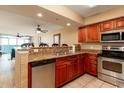 Kitchen with granite countertops and stainless steel appliances at 1903 S Ocean Blvd. S # 708, North Myrtle Beach, SC 29582