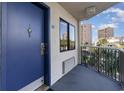 Private balcony with blue door and ocean view at 200 76Th Ave. N # 411, Myrtle Beach, SC 29572