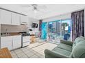 Efficiency condo features kitchen, living area, and ocean view at 1600 S Ocean Blvd. # 346, Myrtle Beach, SC 29577