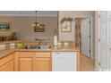 Kitchen features double sinks, light wood cabinets, and a dishwasher at 5804 Longwood Dr. # 203, Murrells Inlet, SC 29576