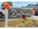 Driftwood community entrance sign decorated for the fall season at 2707 Hillside Dr. S, North Myrtle Beach, SC 29582