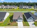 Aerial view of houses and a pond in a new development at 2480 Campton Loop, Conway, SC 29527