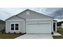 One-story home with gray siding, white garage door, and small front yard at 1324 Palm Springs Paloma Dr, Longs, SC 29568