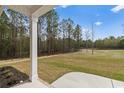 View of the backyard from the porch, showing a large grassy area and trees at 3329 Hughes Gasque Rd., Aynor, SC 29511