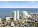 Aerial view of oceanfront resort, showcasing its location and proximity to the beach at 107 Ocean Blvd. S # 507, Myrtle Beach, SC 29577