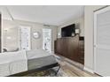 Main bedroom with a murphy bed and built in storage at 7500 Ocean Blvd. N # 6010, Myrtle Beach, SC 29572