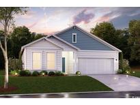 Charming two-story home with a white and blue exterior, two-car garage, and landscaping at Tbd2 Kapalua Loop, Little River, SC 29566