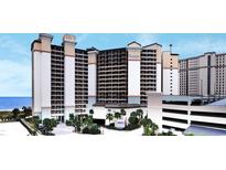Exterior view of the high-rise resort along the beach at 4800 S Ocean Blvd. # 615, North Myrtle Beach, SC 29582
