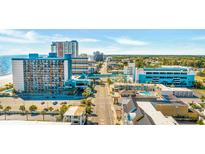 Aerial view of the community, showing beachfront location and nearby buildings at 1501 S Ocean Blvd. # 646, Myrtle Beach, SC 29577