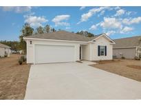 Newly built home with a white garage door and landscaping at 3873 Lady Bug Dr., Shallotte, NC 28470