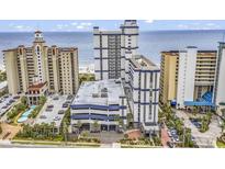 Aerial view of oceanfront resort, parking and landscaping at 5308 N Ocean Blvd. # 812, Myrtle Beach, SC 29577