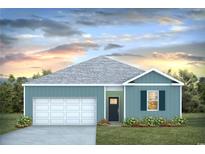 Newly built teal house with a two-car garage at 141 Bud Dr., Longs, SC 29568