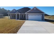 Single-story house with a gray exterior and two-car garage at 6248 Ellwood Rd., Galivants Ferry, SC 29544