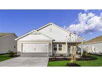 New construction home with beige siding and a white door at 3046 Deerberry Place, Longs, SC 29568