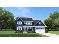 Two-story blue home with white accents, grey roof, and attached garage at 783 Indigo Bay Circle, Myrtle Beach, SC 29579