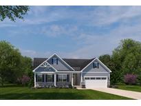One-story craftsman home with gray siding, stone accents, and a two-car garage at 7071 Denim Loop, Myrtle Beach, SC 29575