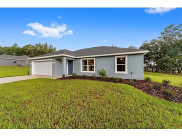 Newly built home with gray exterior and landscaping at 6319 Nw 67 Ter, Ocala, FL 34482