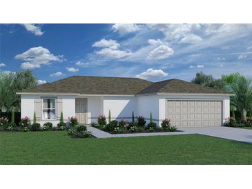 One-story home with a two-car garage and landscaped yard at 16406 Sw 55Th Court Rd, Ocala, FL 34473