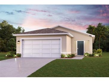 Charming single-story home with a welcoming front porch and landscaped yard at 1037 Ambleside Dr, Haines City, FL 33844