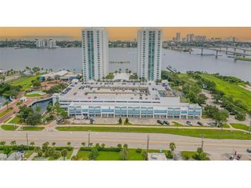 Aerial view of waterfront property with parking at 231 Riverside Dr # 2601-1, Daytona Beach, FL 32117