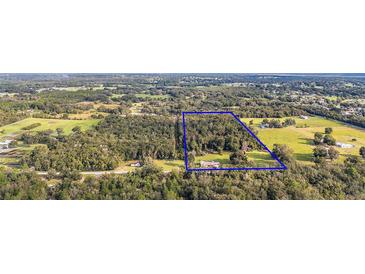 Aerial view showing a large lot of land surrounded by trees and fields at 5011 Griffin View Dr, Lady Lake, FL 32159