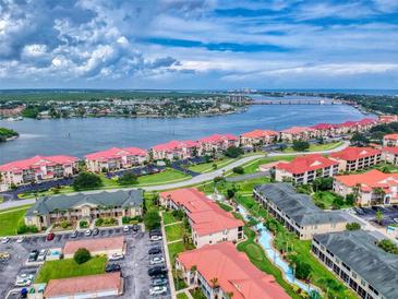 Aerial view of waterfront community with resort-style amenities at 406 Bouchelle Dr # 206, New Smyrna Beach, FL 32169