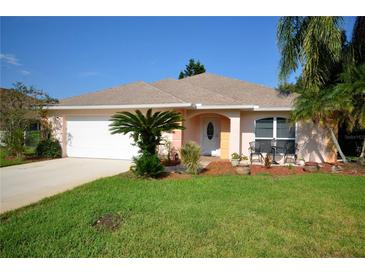 House exterior with a landscaped lawn and attached garage at 2624 Turnbull Estates Dr, New Smyrna Beach, FL 32168