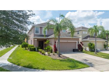 Two-story house with a garage and landscaping at 2669 Santosh Cv, Kissimmee, FL 34746