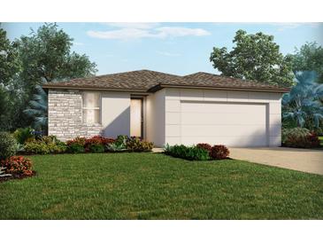 One-story home with stone accents, landscaped yard, and attached garage at 5170 Minneola Ln, Saint Cloud, FL 34772