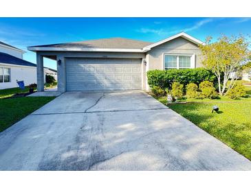 Single-story home with a two-car garage and well-maintained lawn at 2464 Deer Creek Blvd, Saint Cloud, FL 34772