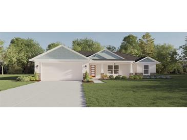 One-story home with light-colored siding, a gray roof, and landscaping at Tbd Fisher Lane Trce, Ocklawaha, FL 32179