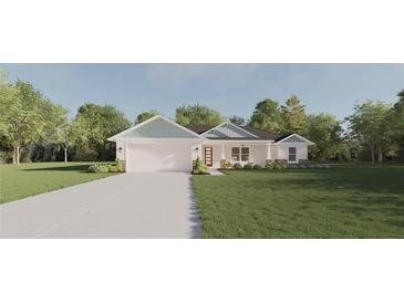 Charming one-story home with a light teal exterior at Tbd Bay Ct Run, Ocklawaha, FL 32179