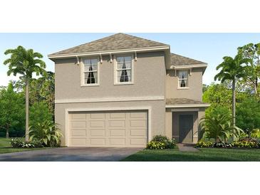 Two story house with attached garage and landscaping at 8449 Las Palmas Way, Wildwood, FL 34785