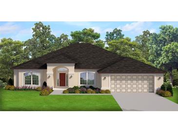 One-story home with a two-car garage and manicured lawn at 8299 Sw 58Th Ave, Ocala, FL 34476
