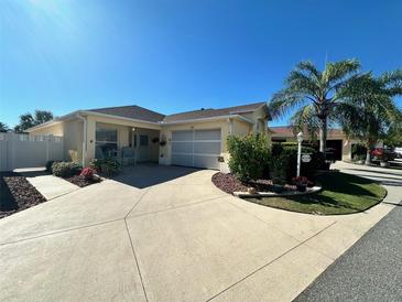 Charming one-story home with attached garage, landscaped yard, and paved driveway at 1106 Pelion Pl, The Villages, FL 32162